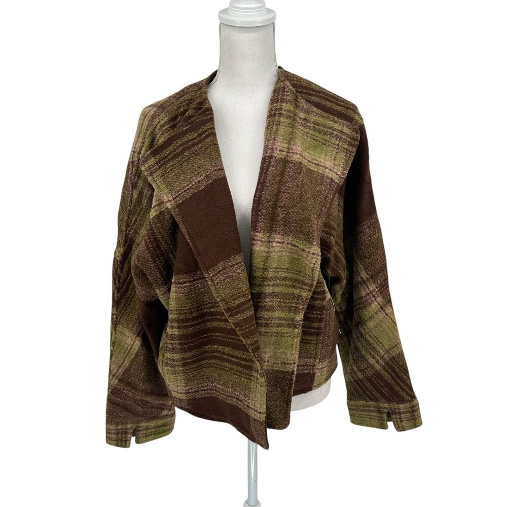NEW Dex Clothing Harvest Plaid Open Front Jackets Sz XL